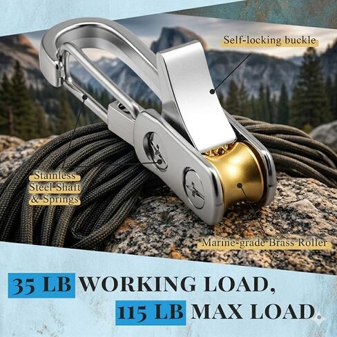 6 Pcs Copper Rope Tightening Tools with Portable Case, Rope Tensioner with Locking Buckle for Easy and Secure Tying, Include Cord, Paracord Adjusters for Outdoor Vehicle Cargo Camping Boat in Kuwait
