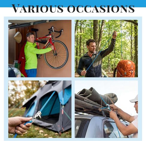 6 Pcs Copper Rope Tightening Tools with Portable Case, Rope Tensioner with Locking Buckle for Easy and Secure Tying, Include Cord, Paracord Adjusters for Outdoor Vehicle Cargo Camping Boat in Kuwait