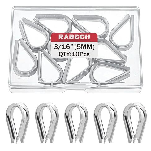 M5 3/16 Inch Wire Rope Thimble 3/16" Stainless Steel Thimbles for Wire Rope Cable Thimble Rigging (Pack of 10Pcs) in Kuwait