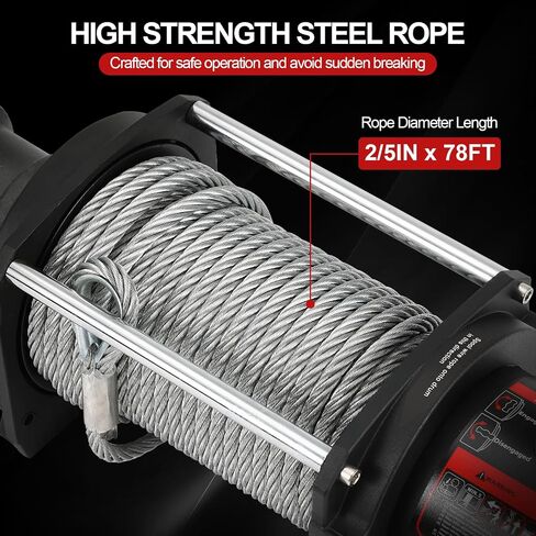 15000 LBS Hydraulic Winch for Tow Truck, Heavy Duty Recovery Winch with 2/5" x 78FT Steel Cable, BMR80 Motor 36:1 Gear Ratio Hydraulic Winch for Wreckers, Trailers & Vehicle Recovery in Kuwait