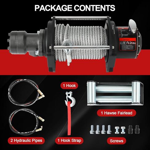 15000 LBS Hydraulic Winch for Tow Truck, Heavy Duty Recovery Winch with 2/5" x 78FT Steel Cable, BMR80 Motor 36:1 Gear Ratio Hydraulic Winch for Wreckers, Trailers & Vehicle Recovery in Kuwait