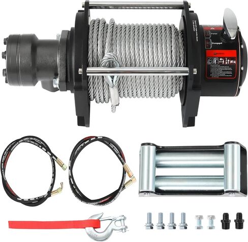 20000 LBS Hydraulic Winch for Tow Truck, Heavy Duty Recovery Winch with 1/2" x 78FT Steel Cable, BMR80 Motor 36:1 Gear Ratio Tow Winch for Wreckers, Trailers & Vehicle Recovery in Kuwait