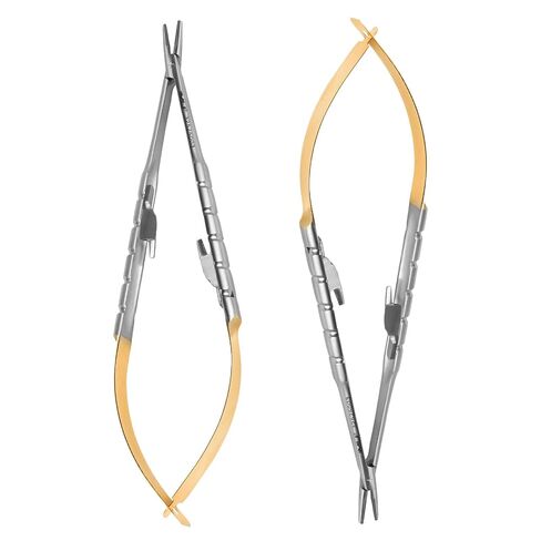 JMU 6" Castroviejo Micro Needle Holder, Autoclavable, Tungsten Carbide Inserts and Gold Ends, Straight Jaw in Kuwait
