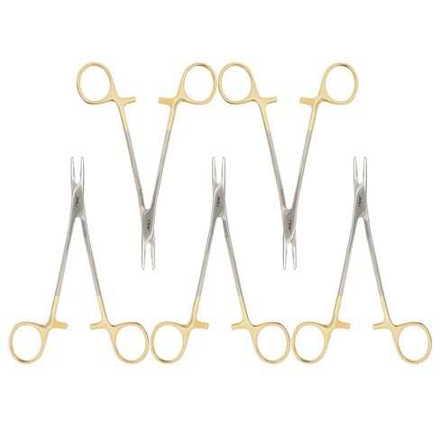 JMU 2 Pcs Mayo Hegar Needle Holder 6", Gold Plated Surgical Needle Driver with Strong Lock, Serrated Jaws for Precise Suturing in Kuwait