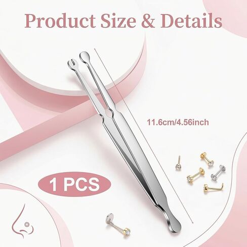 Professional Piercing Ball Grabber Clamp - Stainless Steel Piercing Ball Grabber Tool for Changing Jewelry - Secure Grip Compact Design Piercings Barbell Clamps Tool For Nose Ear Belly Button in Kuwait