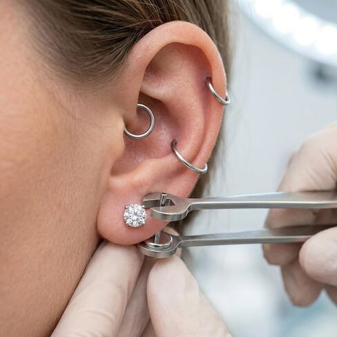 Professional Piercing Ball Grabber Clamp - Stainless Steel Piercing Ball Grabber Tool for Changing Jewelry - Secure Grip Compact Design Piercings Barbell Clamps Tool For Nose Ear Belly Button in Kuwait