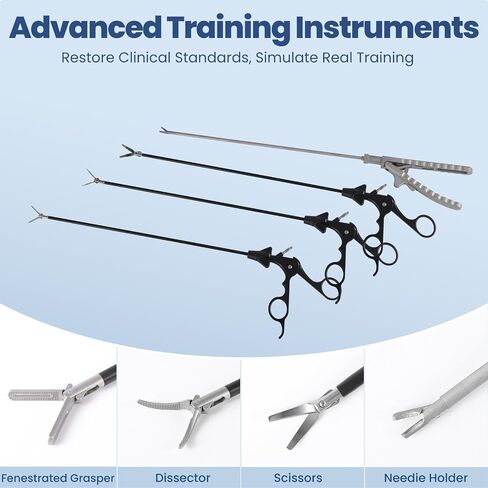Laparoscopic Instrument Set for Training - 4-Piece Reusable Set with Needle Holder, Dissector, Grasper & Curved Scissors for Medical Students & Surgical Skills Lab in Kuwait