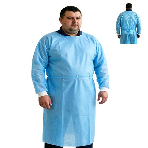 Plus Size Disposable Isolation Gown, Extra Large Long Sleeve Disposable Lab Coats w. Knit Cuff. Plus Size Visiting Cost for Factories, Labs, Salons. in Kuwait
