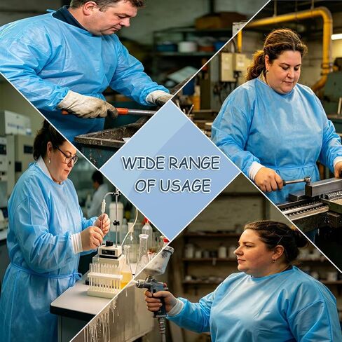 Plus Size Disposable Isolation Gown, Extra Large Long Sleeve Disposable Lab Coats w. Knit Cuff. Plus Size Visiting Cost for Factories, Labs, Salons. in Kuwait