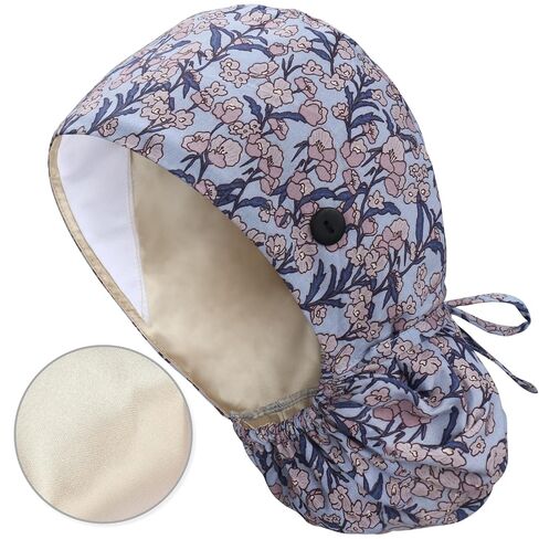 Satin Lined Scrub Cap for Women, Bouffant Nurse Cap with Sweatband and Buttons, Adjustable Surgical Hat for Curly Hair, Braids, Long Hair and Buns in Kuwait