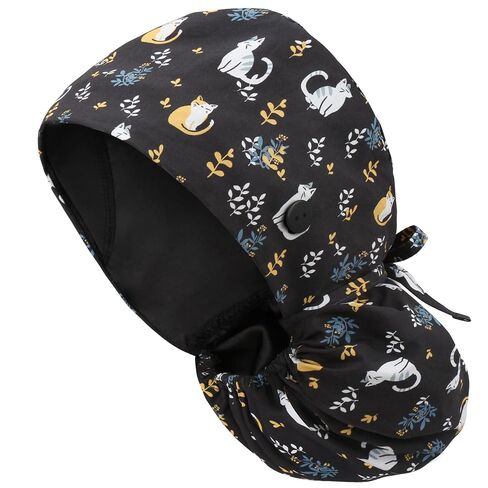 Satin Lined Scrub Cap for Women, Bouffant Nurse Cap with Sweatband and Buttons, Adjustable Surgical Hat for Curly Hair, Braids, Long Hair and Buns in Kuwait