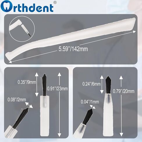 Dental Disposable Brush Tips with Handles (Small（200Pcs Brushes + 4 Handles）) in Kuwait