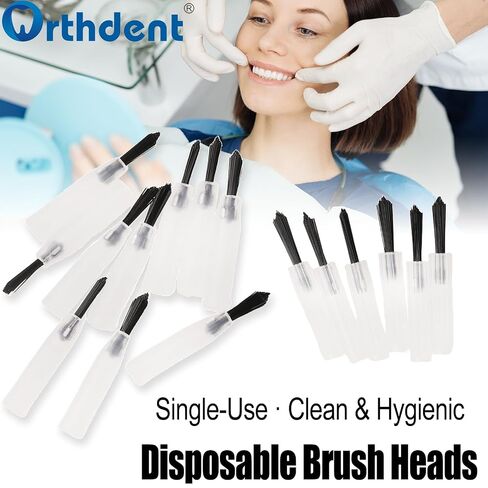Dental Disposable Brush Tips with Handles (Small（200Pcs Brushes + 4 Handles）) in Kuwait