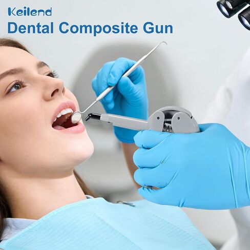 Composite Gun Dental Dispenser, Rigid Plastic Dental Composites Applicator with 5 Unidose Copsules Cartridge Tips, Heat-Resistant Composite Dispensing Gun for Dentists and Students in Kuwait