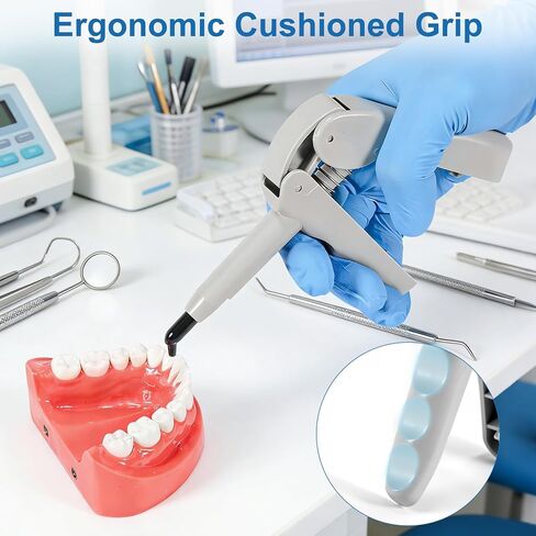 Composite Gun Dental Dispenser, Rigid Plastic Dental Composites Applicator with 5 Unidose Copsules Cartridge Tips, Heat-Resistant Composite Dispensing Gun for Dentists and Students in Kuwait