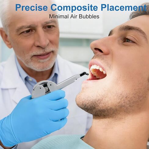 Composite Gun Dental Dispenser, Rigid Plastic Dental Composites Applicator with 5 Unidose Copsules Cartridge Tips, Heat-Resistant Composite Dispensing Gun for Dentists and Students in Kuwait