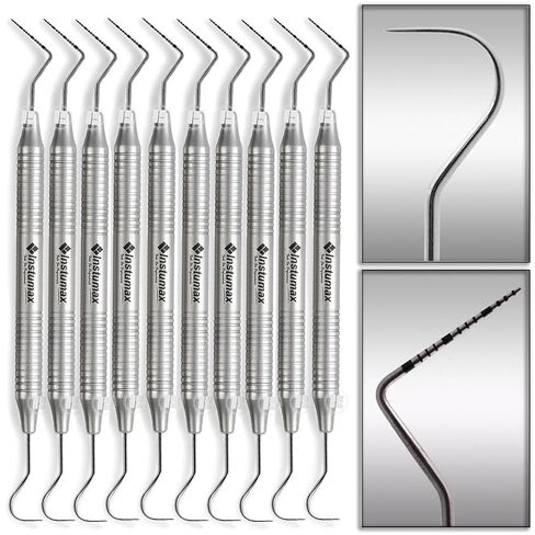 10Pcs Professional Dental Probe & Explorer Set - UNC15/23 Periodontal Instruments, 1-15mm Color-Coded, Lightweight Hollow Handle - for Dentists, Hygienists & Dental Schools in Kuwait
