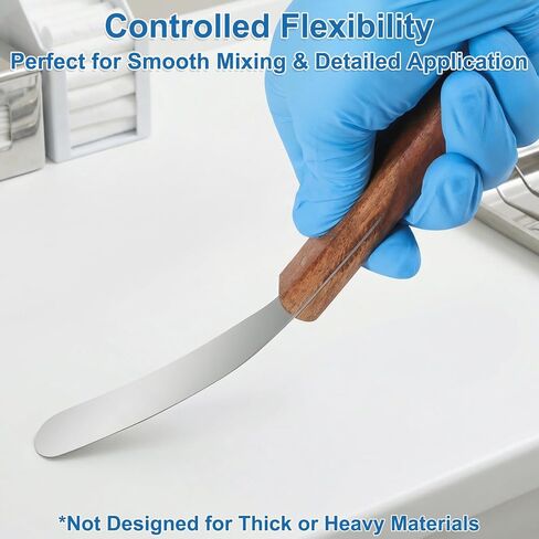 Dental Spatula Stainless Steel 3 Pcs, 8 Inches Plaster Dental Mixing Spatula with Wooden Handle, Lab Alginate Spatulas for Mixing Impression Material and Powders in Kuwait