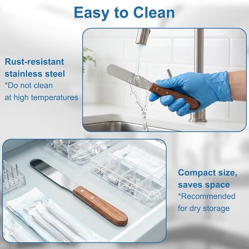Dental Spatula Stainless Steel 3 Pcs, 8 Inches Plaster Dental Mixing Spatula with Wooden Handle, Lab Alginate Spatulas for Mixing Impression Material and Powders in Kuwait