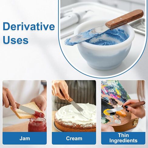 Dental Spatula Stainless Steel 3 Pcs, 8 Inches Plaster Dental Mixing Spatula with Wooden Handle, Lab Alginate Spatulas for Mixing Impression Material and Powders in Kuwait