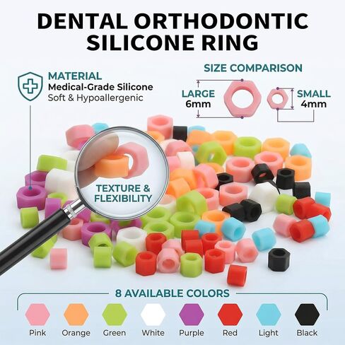 Dental Code Ring 100Pcs Dental Elastic Instrument Labels Orthodontic Silicone Ring Multi- Color Autoclavable 100Pcs Mix Large Small (Large Size 6mm Small Size 4mm) in Kuwait