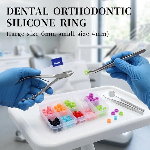 Dental Code Ring 100Pcs Dental Elastic Instrument Labels Orthodontic Silicone Ring Multi- Color Autoclavable 100Pcs Mix Large Small (Large Size 6mm Small Size 4mm) in Kuwait