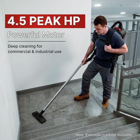 Shop-Vac 5430299 Backpack Vacuum Commercial, 1.5 Gallon 4.5 PHP Ergonomic Canister Vacuum Cleaner with HEPA Filtration, 1.5-Inch Attachments, Corded, for Multi-Surface Cleaning, Carpet and Hard Floor in Kuwait