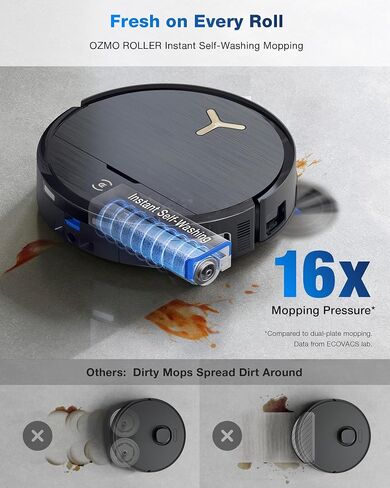 ECOVACS DEEBOT X9 PRO Omni Robot Vacuum and Mop، شفط 16600 باسكال، ممسحة دوارة فورية، ZeroTangle 3.0، رفع ممسحة تلقائي، ملاحة AI، محطة ذاتية التفريغ، مثالية لشعر الحيوانات الأليفة والسجاد والأرضيات الصلبة in Kuwait