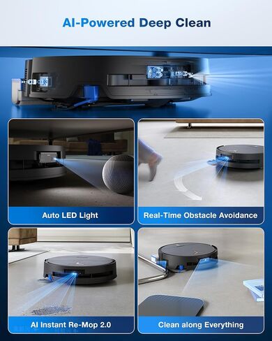 ECOVACS DEEBOT X9 PRO Omni Robot Vacuum and Mop، شفط 16600 باسكال، ممسحة دوارة فورية، ZeroTangle 3.0، رفع ممسحة تلقائي، ملاحة AI، محطة ذاتية التفريغ، مثالية لشعر الحيوانات الأليفة والسجاد والأرضيات الصلبة in Kuwait