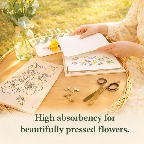 Blotting Paper for Flower Press by Berstuk® • Large A4 Flower Press Paper • Highly Absorbent and Reusable Herbarium Paper • Pack of 10 Blotter Paper Sheets in Kuwait