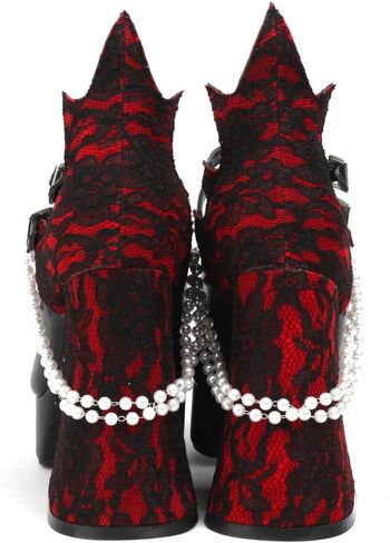 KOKOMOMO Womens Lace Flower Heels Goth Platform Shoes Chunky High Heel Mary Jane Lolita Shoe Gothic Heels,Size 9.5 Black in Kuwait