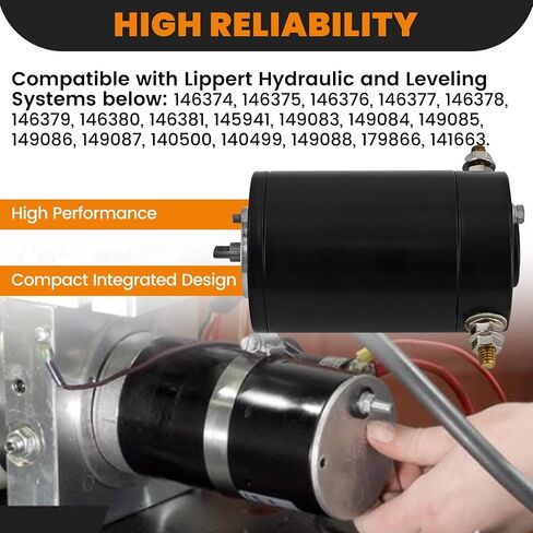 167576 Hydraulic Slide Out Pump Motor Compatible with Lippert Components Leveling System, 12V 1HP Bi-rotational Hydraulic Pump Motor Replace# 15-167576 414018 F000MM0809 15167576 045-167567 in Kuwait