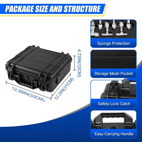 Hydraulic Pressure Test Kit, 5 Gauges 10-600 Bar/150-10000 PSI, 13 Couplings, 14 Tee Connectors, 5 Hoses with Case, Pressure Gauge Tester for Excavator, Construction Machinery and Hydraulic Systems in Kuwait