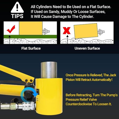 20 Ton Hydraulic Cylinder Jack, Heavy Duty 2 Inch Stroke Porta Power Ram with Hand Pump, Single Acting Lifting Cylinder for Machinery, Construction, Repair in Kuwait