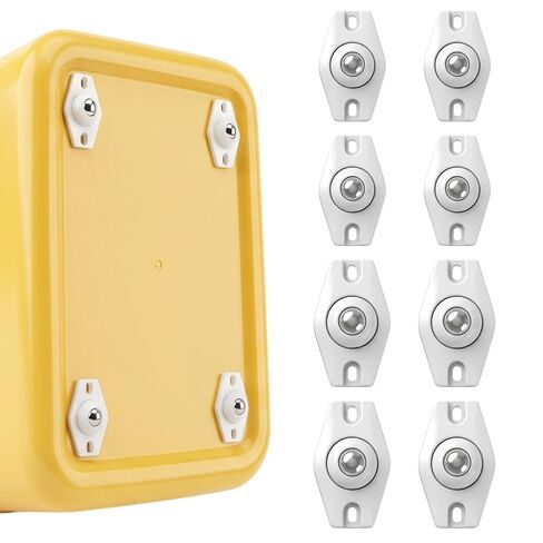 8 Pack Adhesive Caster Wheels, 360° Swivel Sticky Appliance Rollers, Quiet Glide Small Casters Sticky Pulley for Kitchen Appliance, Trash Can, Storage Box & Small Furniture (8, White) in Kuwait
