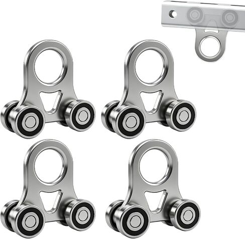 4-Wheel Silent Trolley Rollers, Four Bearing Trolleys Compatible with 1-5/8'' Wide * 1-5/8'' High Strut Channel Trolley Track, 4 PCS in Kuwait
