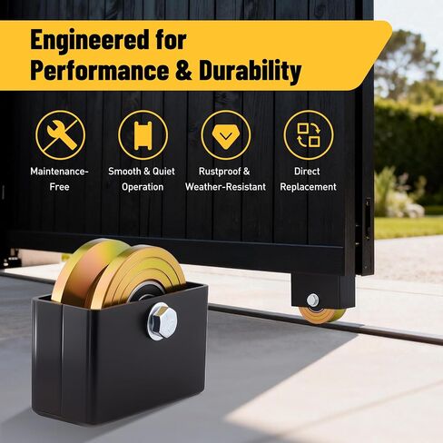2 Pack 4" V Groove Sliding Gate Roller, 1-3/4" Width Wheel with Welded Bracket, Dual Sealed Bearings, 3000 Lb Load Capacity, Outdoor Rated with Hardware in Kuwait