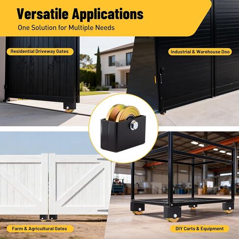 2 Pack 4" V Groove Sliding Gate Roller, 1-3/4" Width Wheel with Welded Bracket, Dual Sealed Bearings, 3000 Lb Load Capacity, Outdoor Rated with Hardware in Kuwait