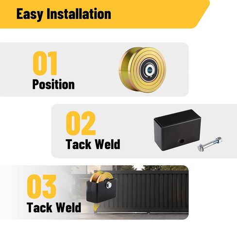 2 Pack 4" V Groove Sliding Gate Roller, 1-3/4" Width Wheel with Welded Bracket, Dual Sealed Bearings, 3000 Lb Load Capacity, Outdoor Rated with Hardware in Kuwait