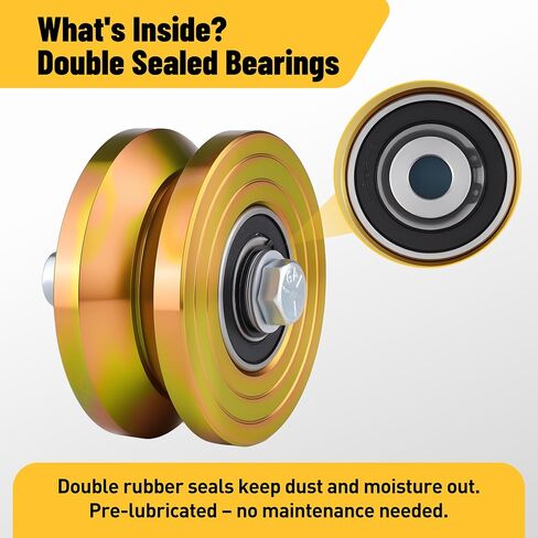 2 Pack 4" V Groove Sliding Gate Roller, 1-3/4" Width Wheel with Welded Bracket, Dual Sealed Bearings, 3000 Lb Load Capacity, Outdoor Rated with Hardware in Kuwait