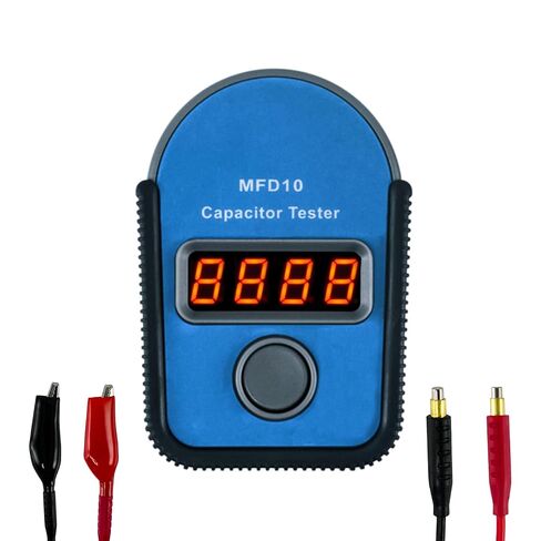 MFD10 Digital Capacitor Tester, 0.001-9999 μF Range, 5% Accuracy, with LED Display, Portable for HVAC, Home Appliance & Electronic Repair, Includes Magnetic Wires, Alligator Clips and Soft Tool Kit in Kuwait