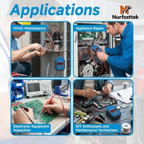 MFD10 Digital Capacitor Tester, 0.001-9999 μF Range, 5% Accuracy, with LED Display, Portable for HVAC, Home Appliance & Electronic Repair, Includes Magnetic Wires, Alligator Clips and Soft Tool Kit in Kuwait