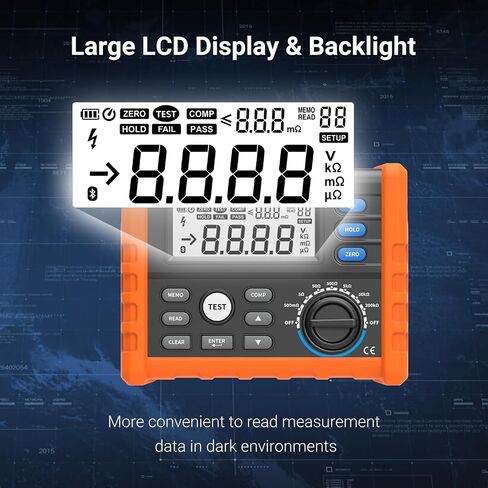 7‑Gear Digital DC Low Resistance Meter,Micro Ohm Meter, 4‑Wire Measurement Milliohmmeter,0.001mΩ~300kΩ,1 uΩ Resolution,LCD Display with Backlight and Data Storage in Kuwait