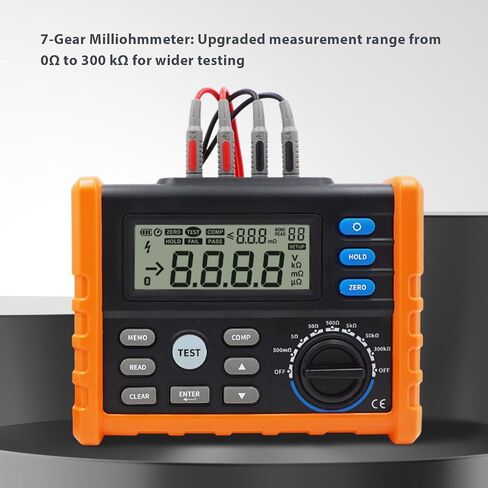 7‑Gear Digital DC Low Resistance Meter,Micro Ohm Meter, 4‑Wire Measurement Milliohmmeter,0.001mΩ~300kΩ,1 uΩ Resolution,LCD Display with Backlight and Data Storage in Kuwait