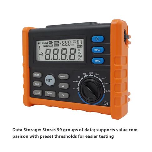 7‑Gear Digital DC Low Resistance Meter,Micro Ohm Meter, 4‑Wire Measurement Milliohmmeter,0.001mΩ~300kΩ,1 uΩ Resolution,LCD Display with Backlight and Data Storage in Kuwait