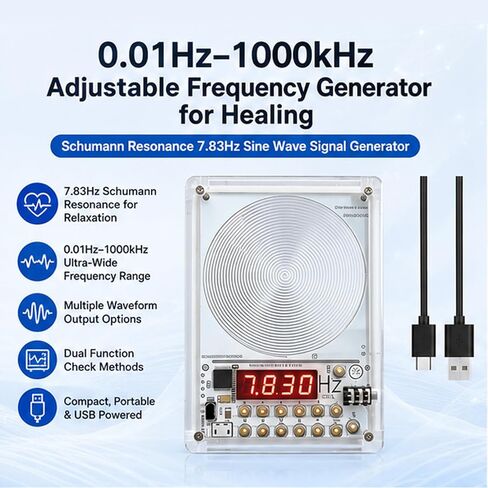 0.01Hz–1000kHz Adjustable Frequency Generator for Healing – Schumann Resonance 7.83Hz Sine Wave Signal Generator with Acrylic Case, Ultra Low Frequency Generator in Kuwait