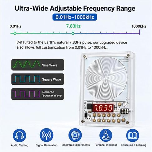 0.01Hz–1000kHz Adjustable Frequency Generator for Healing – Schumann Resonance 7.83Hz Sine Wave Signal Generator with Acrylic Case, Ultra Low Frequency Generator in Kuwait