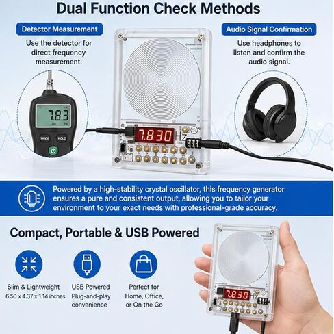 0.01Hz–1000kHz Adjustable Frequency Generator for Healing – Schumann Resonance 7.83Hz Sine Wave Signal Generator with Acrylic Case, Ultra Low Frequency Generator in Kuwait