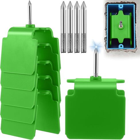 Dreyoo 6 Pack Outlet Marker for Drywall, Blind Mark Dry Wall Electrical Box Locator Tool for Drywall Installation, Outlet Markers with Metal Tip for Single Gang Outlets Box Wire Protection (Orange) in Kuwait
