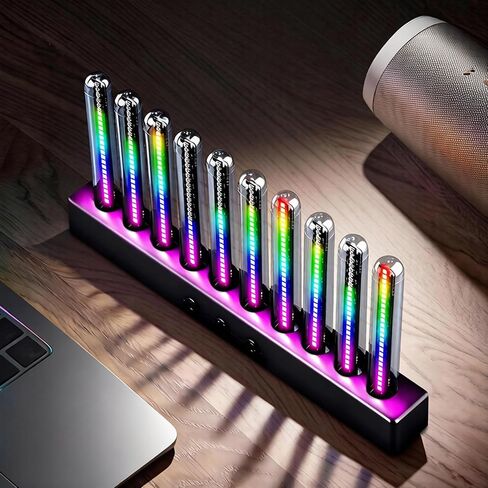 أداة متخيل الصوت القابلة لإعادة الشحن RGB الصوت المنشط شريط الضوء، 250 بكسل محلل الطيف الموسيقي عرض أضواء السيارة الداخلية المحيطة مع ديكور غرفة اللعبة للأولاد هدايا فريدة (E2-قابلة لإعادة الشحن) in Kuwait